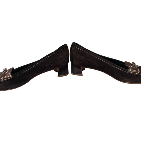 Prada- Vintage Suede Mocha Block Heel Loafer Size 38 VGUC - Picture 6 of 9